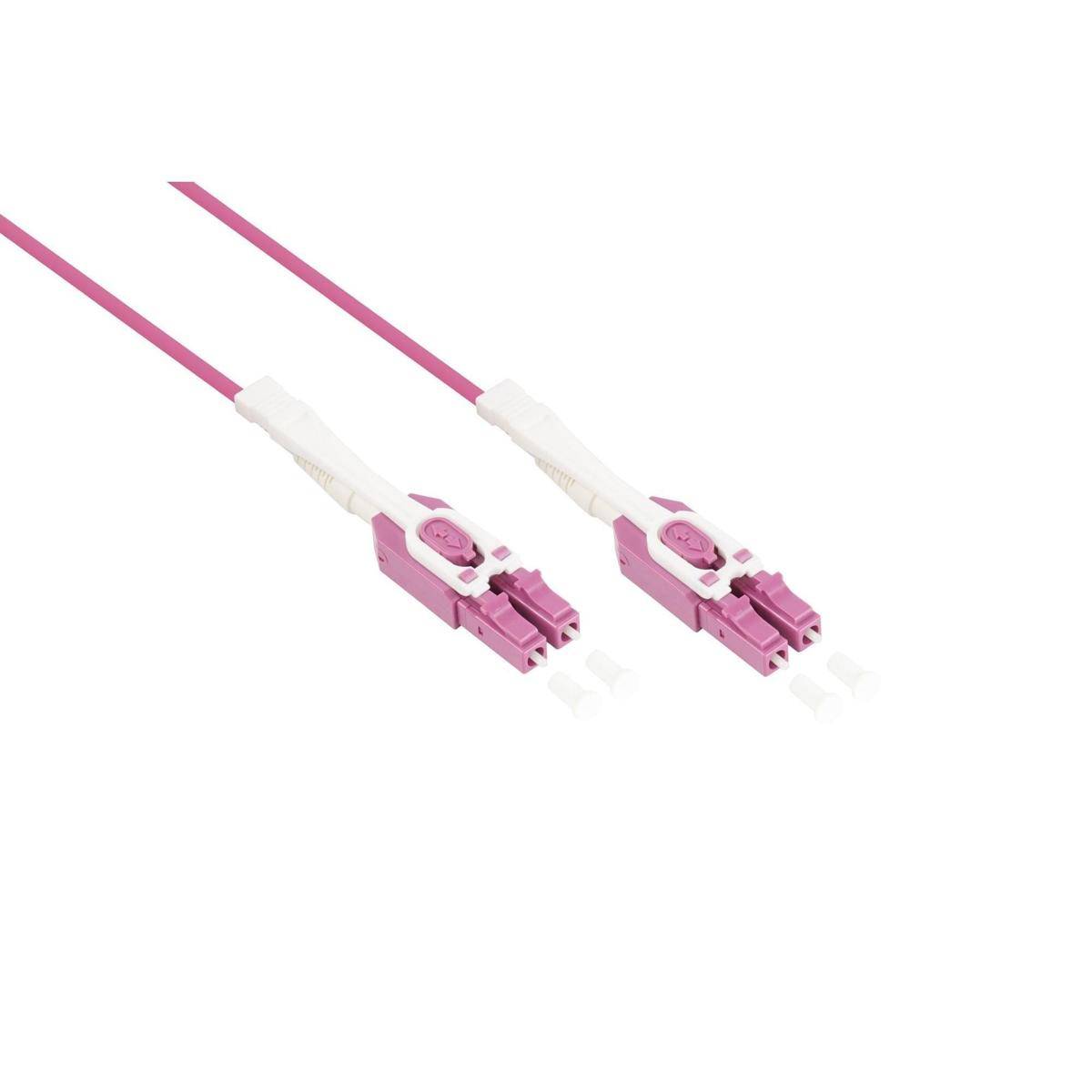 VARIA LWL Patchkabel OM4, Duplex, LC Stecker an LC Stecker, UNIBOOT, violett, 1m