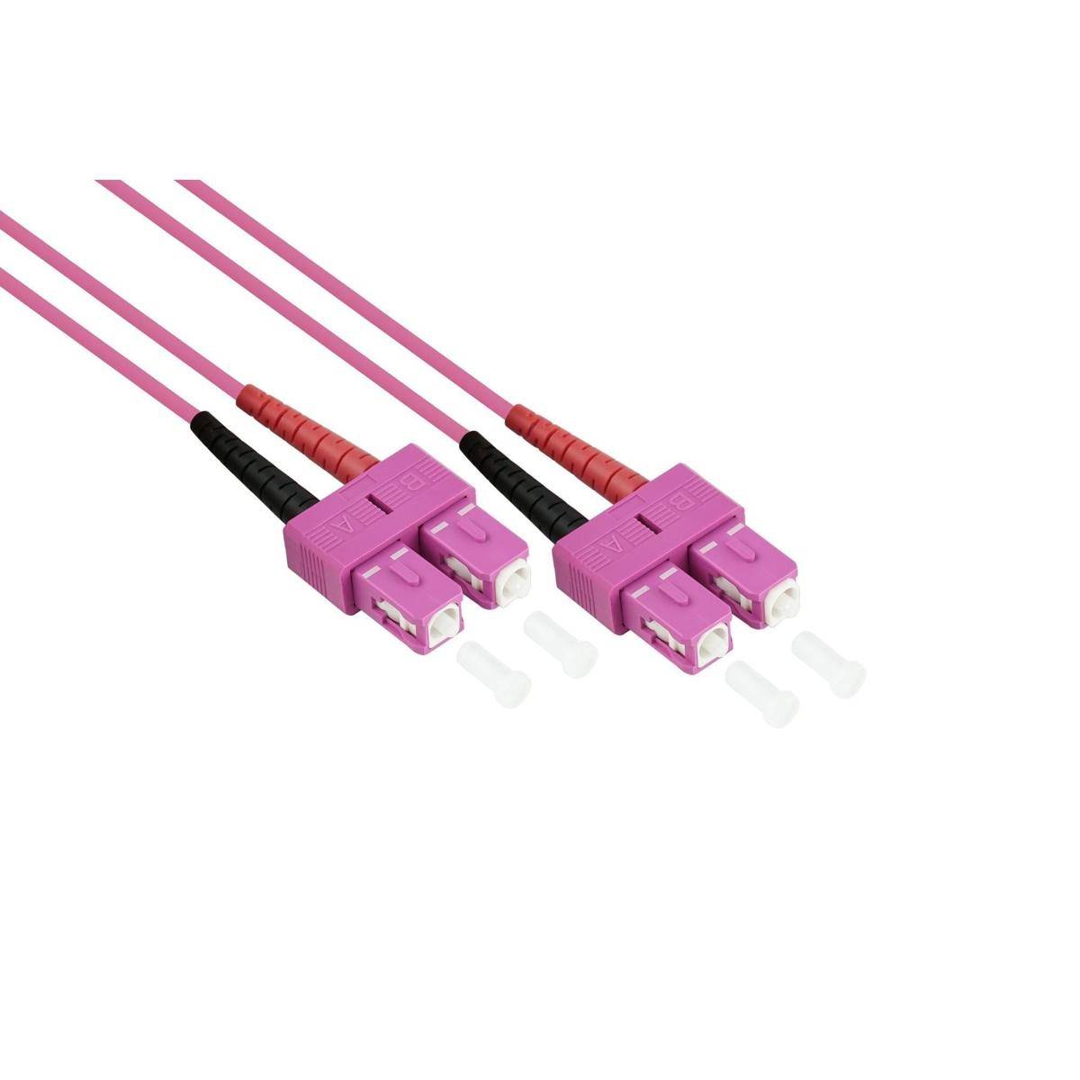 VARIA LWL Patchkabel OM4, Duplex, SC Stecker an SC Stecker, violett, 1m