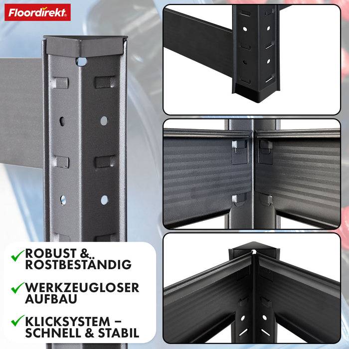FLOORDIREKT Flaschenkastenständer Osaka - Lagerregal aus pulverbeschichtetem Stahl - 110 x 110 x 30 cm - Mit Ablage
