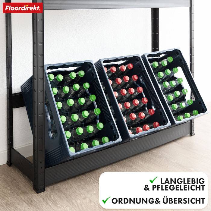 FLOORDIREKT Flaschenkastenständer Osaka - Robustes Lagerregal aus pulverbeschichtetem Stahl - 110 x 110 x 30 cm
