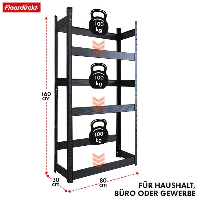 FLOORDIREKT Flaschenkastenständer Osaka - Robustes Lagerregal aus pulverbeschichtetem Stahl - 160 x 80 x 30 cm