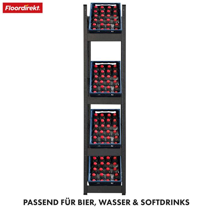 FLOORDIREKT Flaschenkastenständer Osaka - Robustes Lagerregal aus pulverbeschichtetem Stahl - 200 x 40 x 30 cm