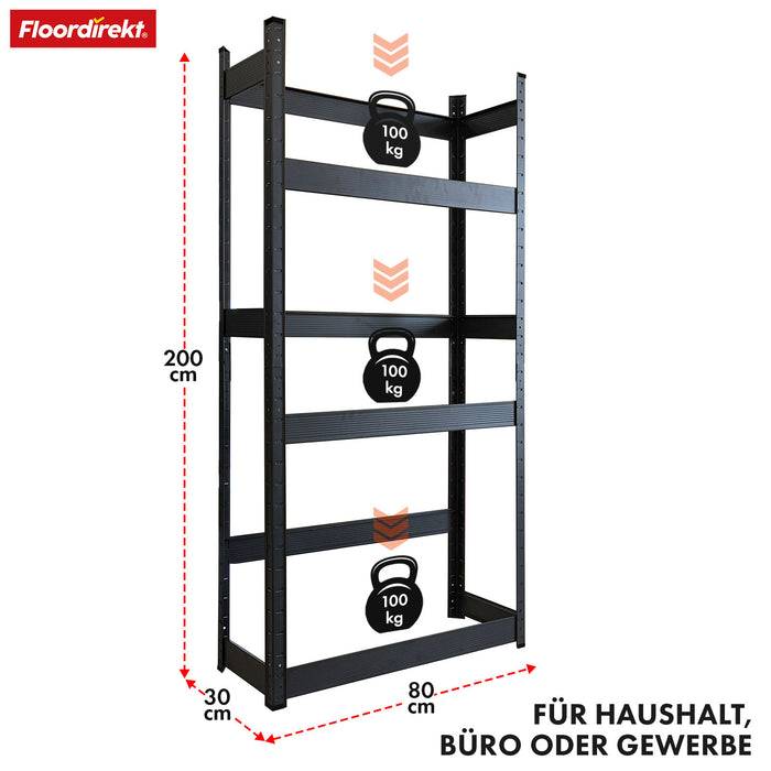 FLOORDIREKT Flaschenkastenständer Osaka - Robustes Lagerregal aus pulverbeschichtetem Stahl - 200 x 80 x 30 cm