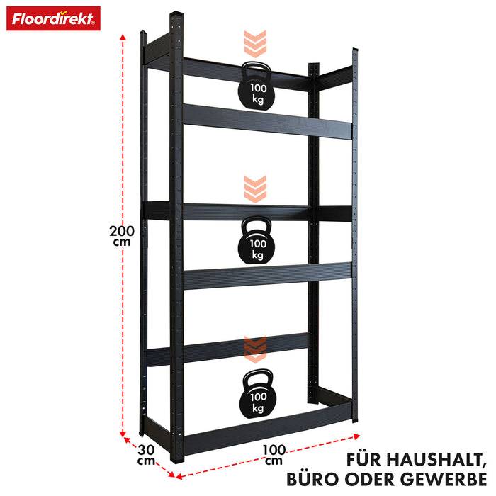 FLOORDIREKT Flaschenkastenständer Osaka - Robustes Lagerregal aus pulverbeschichtetem Stahl - 200 x 100 x 30 cm
