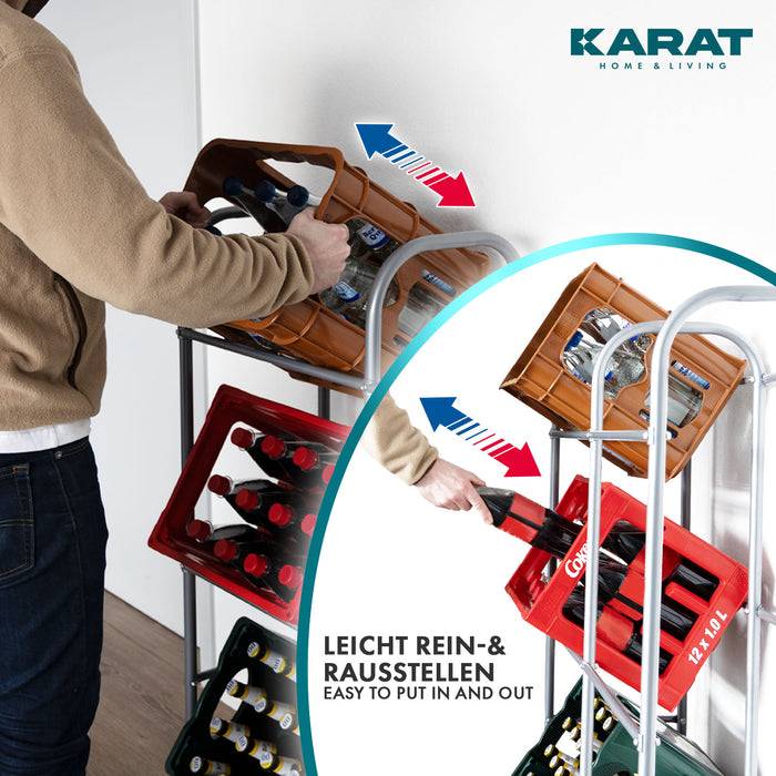 FLOORDIREKT Flaschenkastenständer Rocket - Robustes Lagerregal mit Wandbefestigung - 49,5 x 32,5 x 115,5 cm