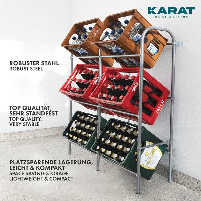 FLOORDIREKT Flaschenkastenständer Rocket - Robustes Lagerregal mit Wandbefestigung - 49,5 x 32,5 x 115,5 cm