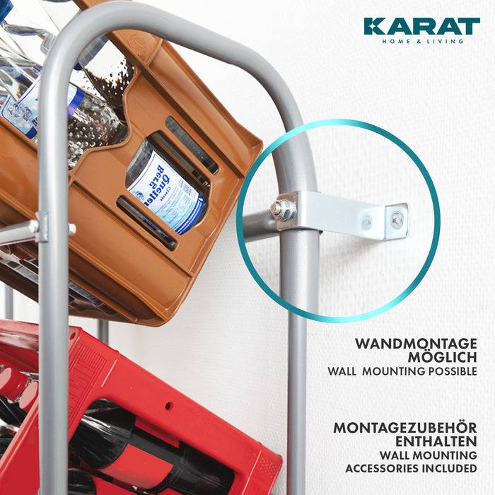 FLOORDIREKT Flaschenkastenständer Rocket - Robustes Lagerregal mit Wandbefestigung - 49,5 x 32,5 x 115,5 cm