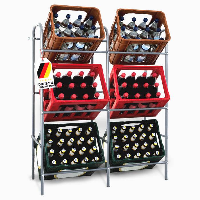 FLOORDIREKT Flaschenkastenständer Rocket - Robustes Lagerregal mit Wandbefestigung - 96 x 32,5 x 115,5 cm