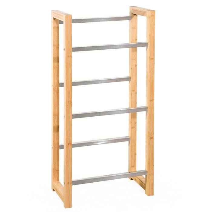 FLOORDIREKT Bambus-Flaschenkastenständer Flash - Modernes Lagerregal - 112 x 56 x 32 cm