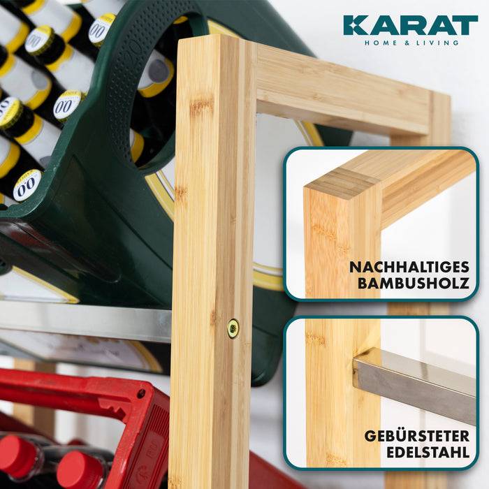 FLOORDIREKT Bambus-Flaschenkastenständer Flash - Modernes Lagerregal - 112 x 56 x 32 cm