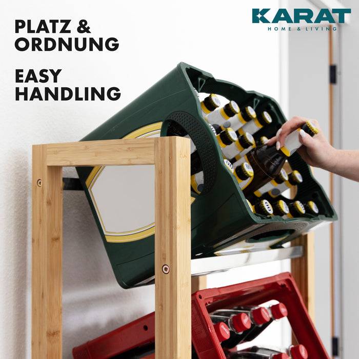 FLOORDIREKT Bambus-Flaschenkastenständer Flash - Modernes Lagerregal - 112 x 56 x 32 cm