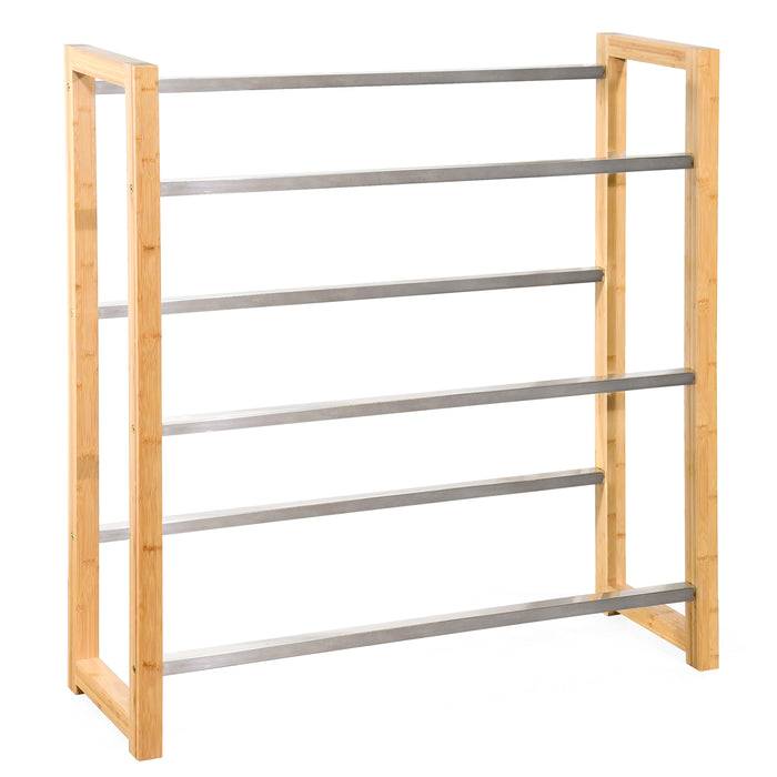 FLOORDIREKT Bambus-Flaschenkastenständer Flash - Modernes Lagerregal - 112 x 106 x 32 cm