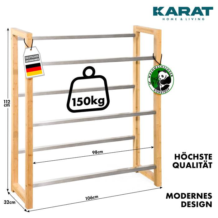 FLOORDIREKT Bambus-Flaschenkastenständer Flash - Modernes Lagerregal - 112 x 106 x 32 cm