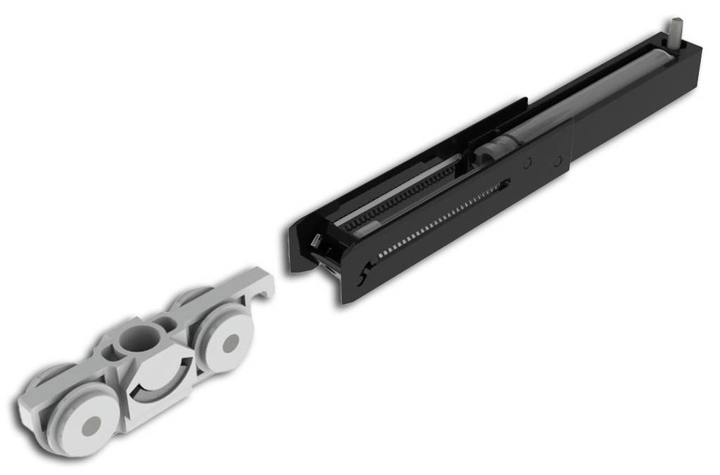 Einzugsdämpfer SmartStop FG 80Türbeschlag, Türtechnik In der Laufschiene integrierter Einzugsdämpfer Für Holz- und Glastüren bis 80 kg Für ein-
