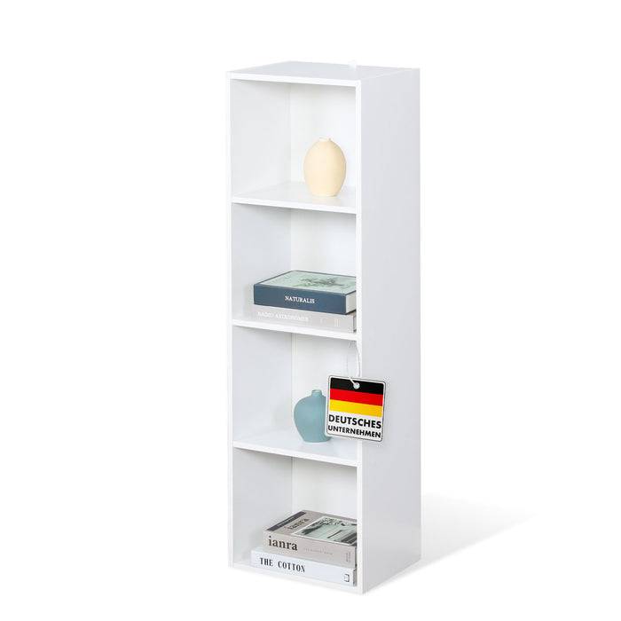 FLOORDIREKT Bücherregal Alaska - Weißer MDF-Bücherschrank - 4 Ebenen - 32 x 24 x 106 cm