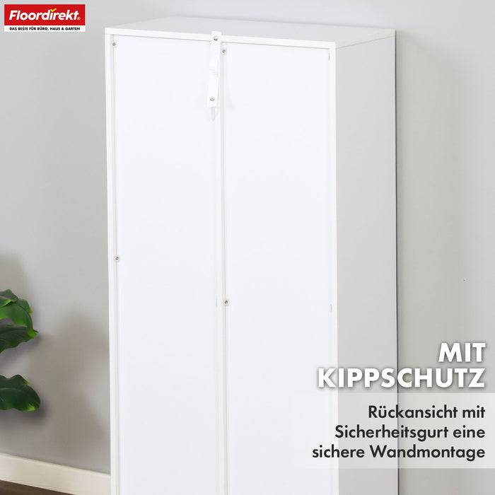 FLOORDIREKT Bücherregal Arkansas - Weißes MDF-Standregal - 7 Fächer - 50 x 24 x 106 cm