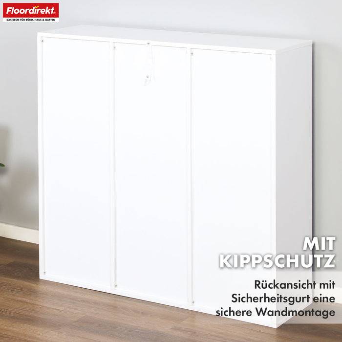 FLOORDIREKT Bücherregal Arkansas - Weißes MDF-Standregal - 9 Fächer - 97,7 x 30 x 97,7 cm