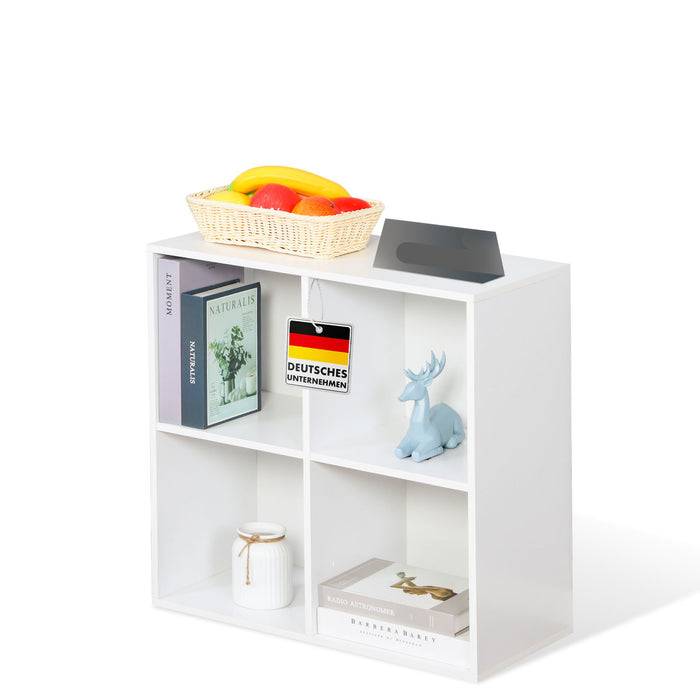 FLOORDIREKT Bücherregal California - Weißes MDF-Standregal - 4 Fächer - 59,6 x 29 x 59,8 cm