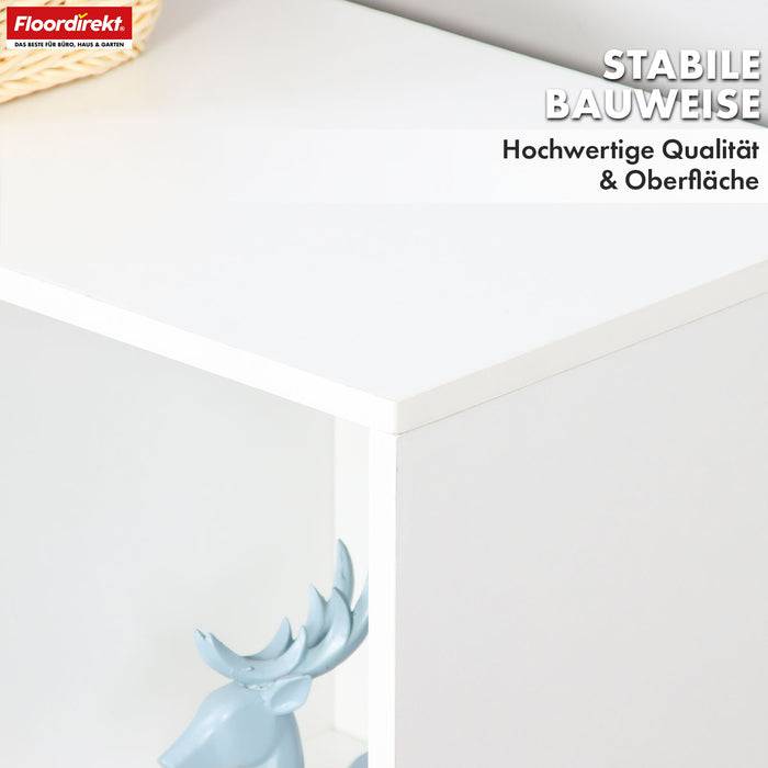 FLOORDIREKT Bücherregal California - Weißes MDF-Standregal - 4 Fächer - 59,6 x 29 x 59,8 cm