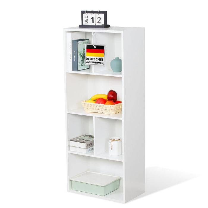 FLOORDIREKT Bücherregal California - Weißes MDF-Standregal - 6 Fächer - 50 x 29 x 121 cm