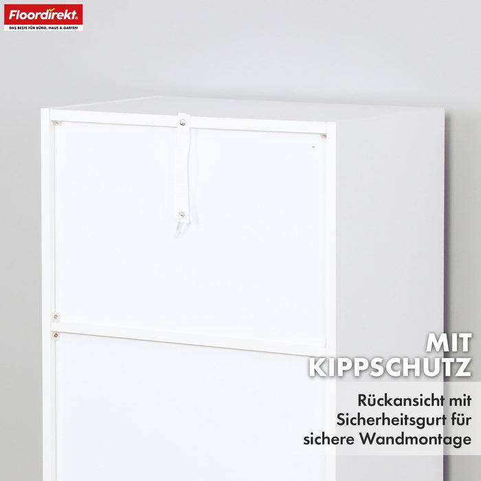 FLOORDIREKT Bücherregal California - Weißes MDF-Standregal - 6 Fächer - 50 x 29 x 121 cm