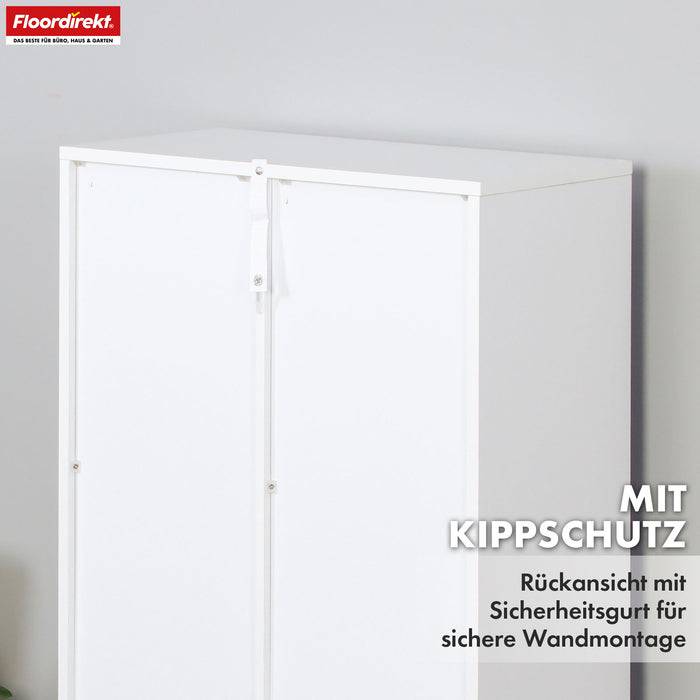 FLOORDIREKT Bücherregal California - Weißes MDF-Standregal - 7 Fächer - 59,6 x 29 x 108 cm