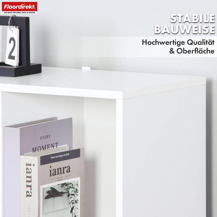 FLOORDIREKT Bücherregal California - Weißes MDF-Standregal - 7 Fächer - 59,6 x 29 x 108 cm