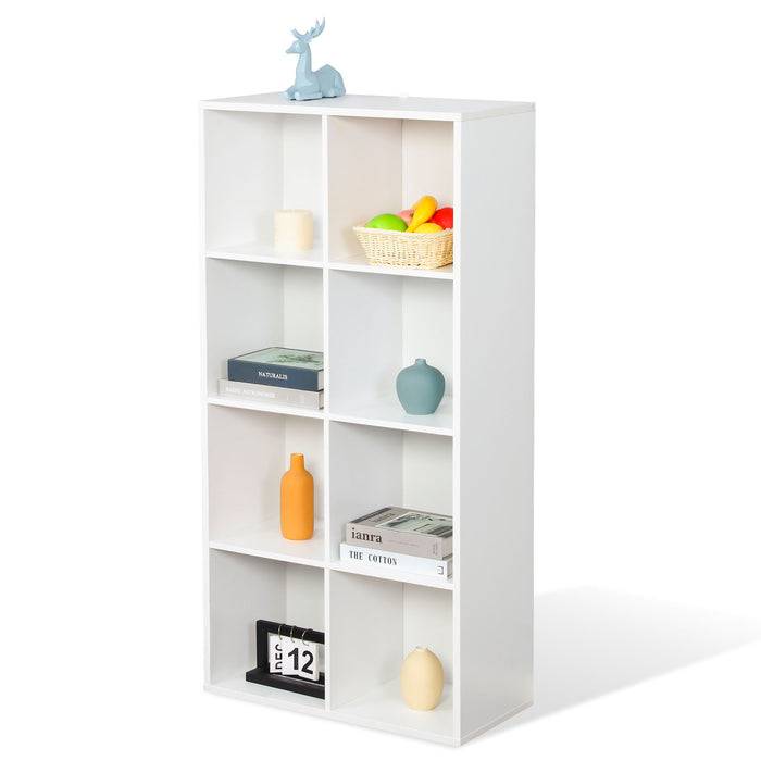 FLOORDIREKT Bücherregal California - Weißes MDF-Standregal - 8 Fächer - 59,6 x 29 x 121 cm