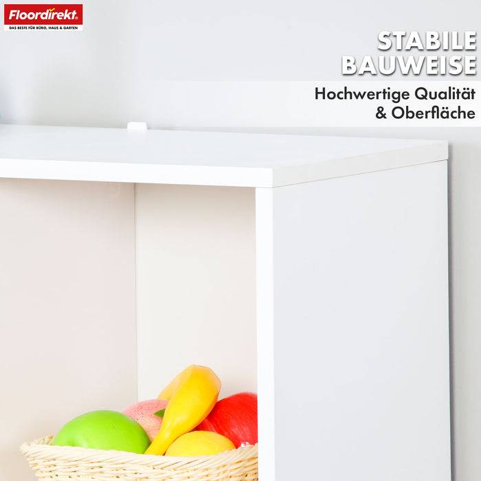 FLOORDIREKT Bücherregal California - Weißes MDF-Standregal - 8 Fächer - 59,6 x 29 x 121 cm