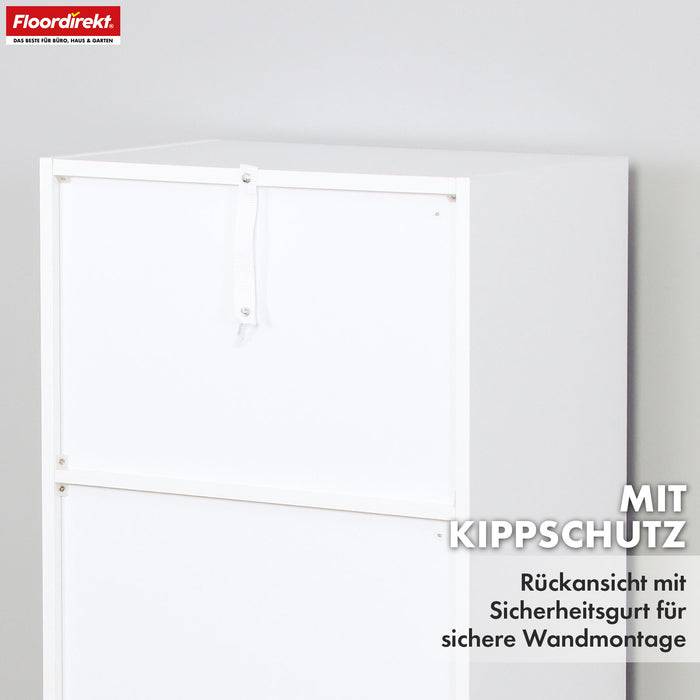 FLOORDIREKT Bücherregal California - Weißes MDF-Standregal - 8 Fächer - 59,6 x 29 x 121 cm
