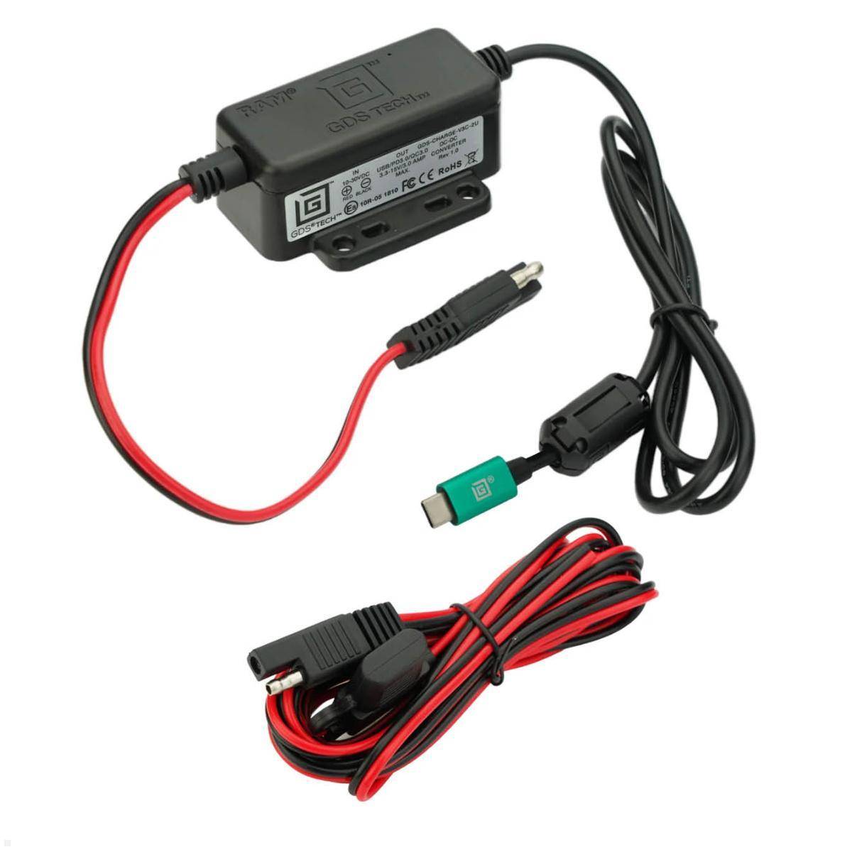 RAM Mounts GDS Hardwire Ladegerät mit USB-C (45W), SAE Anschluss, 10-30V DC Eing...