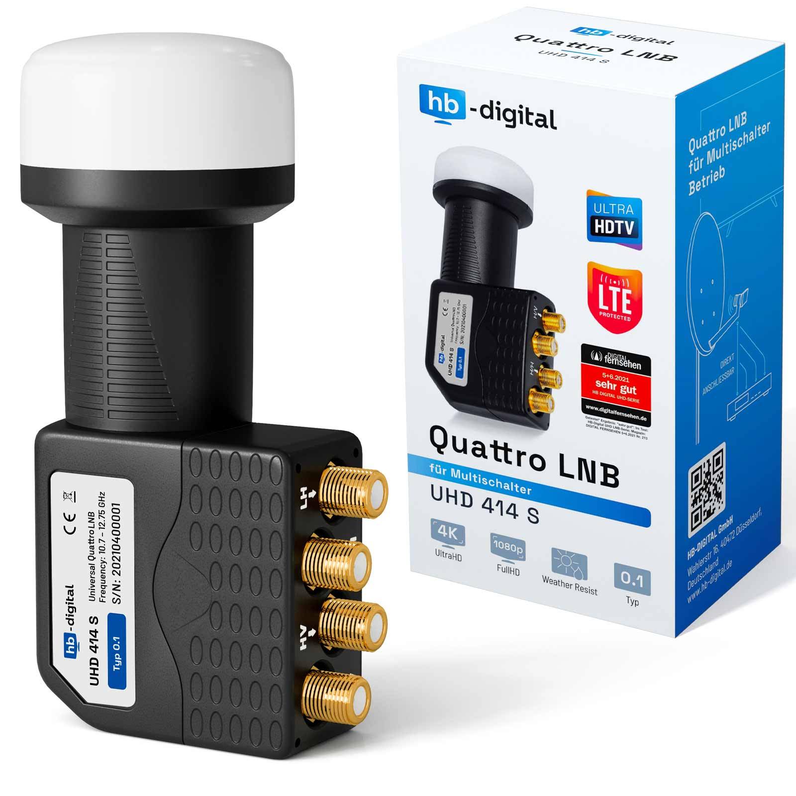 hb-digital Sat Anlage SET Satellitenschüssel Fuba DAA 85cm Alu Anthrazit mit Multischalter 5/8 und LNB Quattro