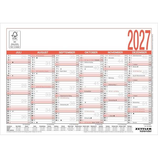Arbeitstagekalender 907 A4 29,7x21cm 2027