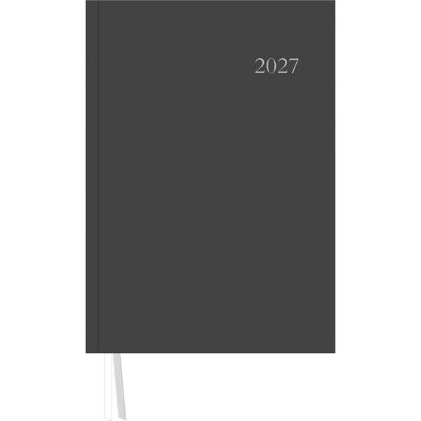Dunkelgrauer Planer oder Notizbuch-Umschlag für 2027 mit einer einzelnen weißen „2027