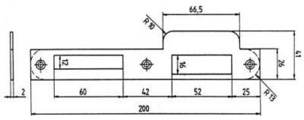 Lappenschließblech 8Türbeschlag, Türtechnik Für Haustür- und Riegelschlösser Abmessung 2641 x 200 x 2 mm, kantigDie ideale Ergänzung für alle