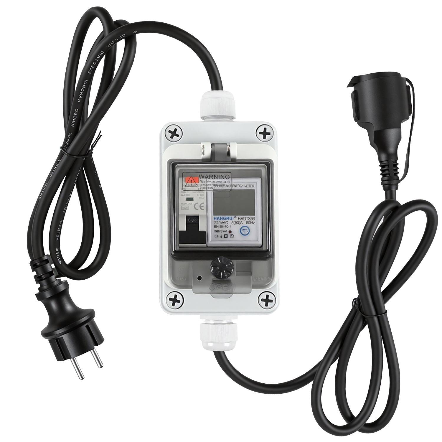 Mobiler Digitaler Stromzähler 16A 400V CEE mit FI IP67 3m Kabel