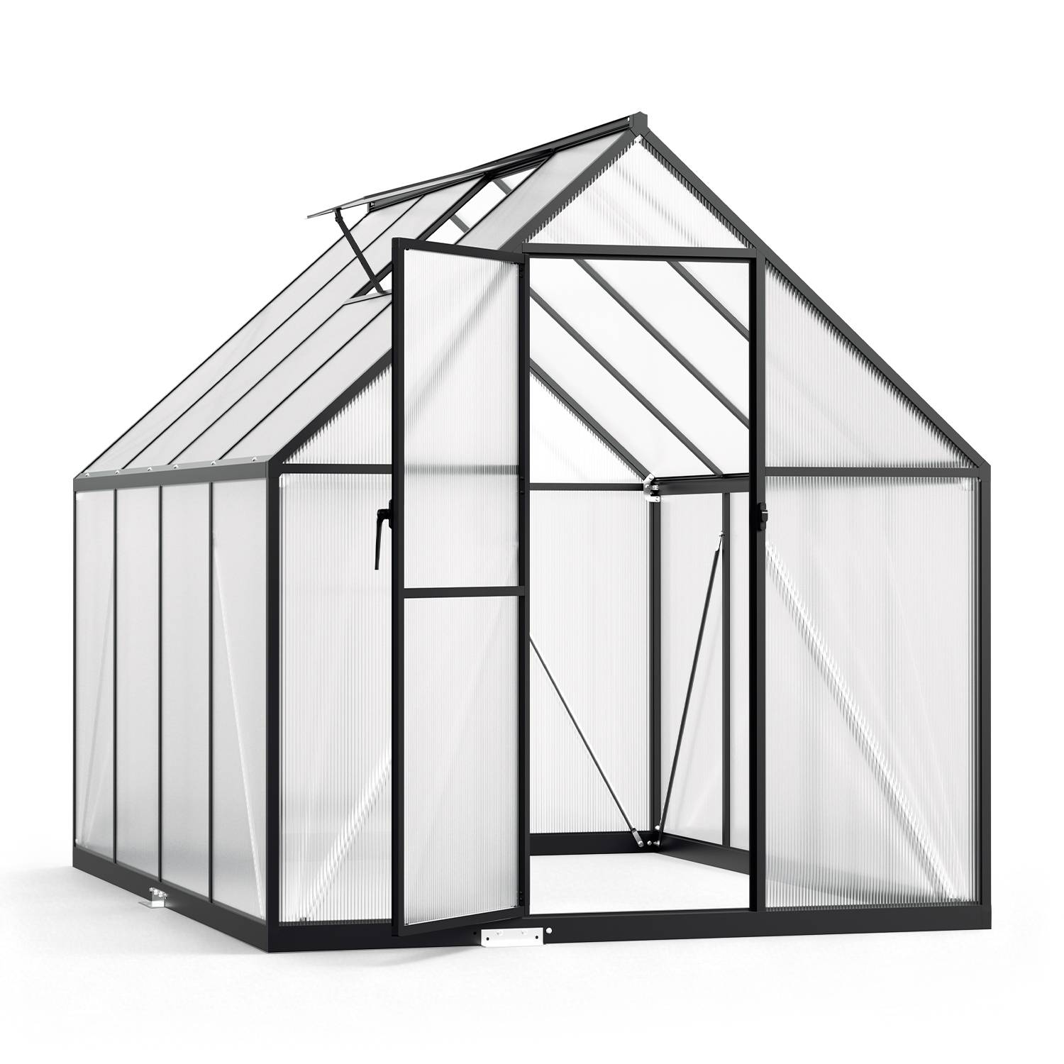 Gewächshaus, schwarzer Wintergarten aus Aluminiumlegierung, mit CE-Zertifizierung, Maße: 224 × 170 × 195 cm