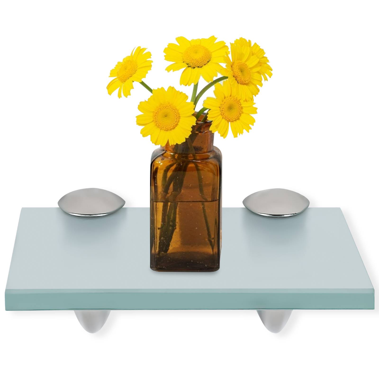 Glasboden Wandregal 20 x 10 x 0,8 cm, Glasregal Milchglas mit Halterung, Badregal Ablage Hängeregal für Badezimmer