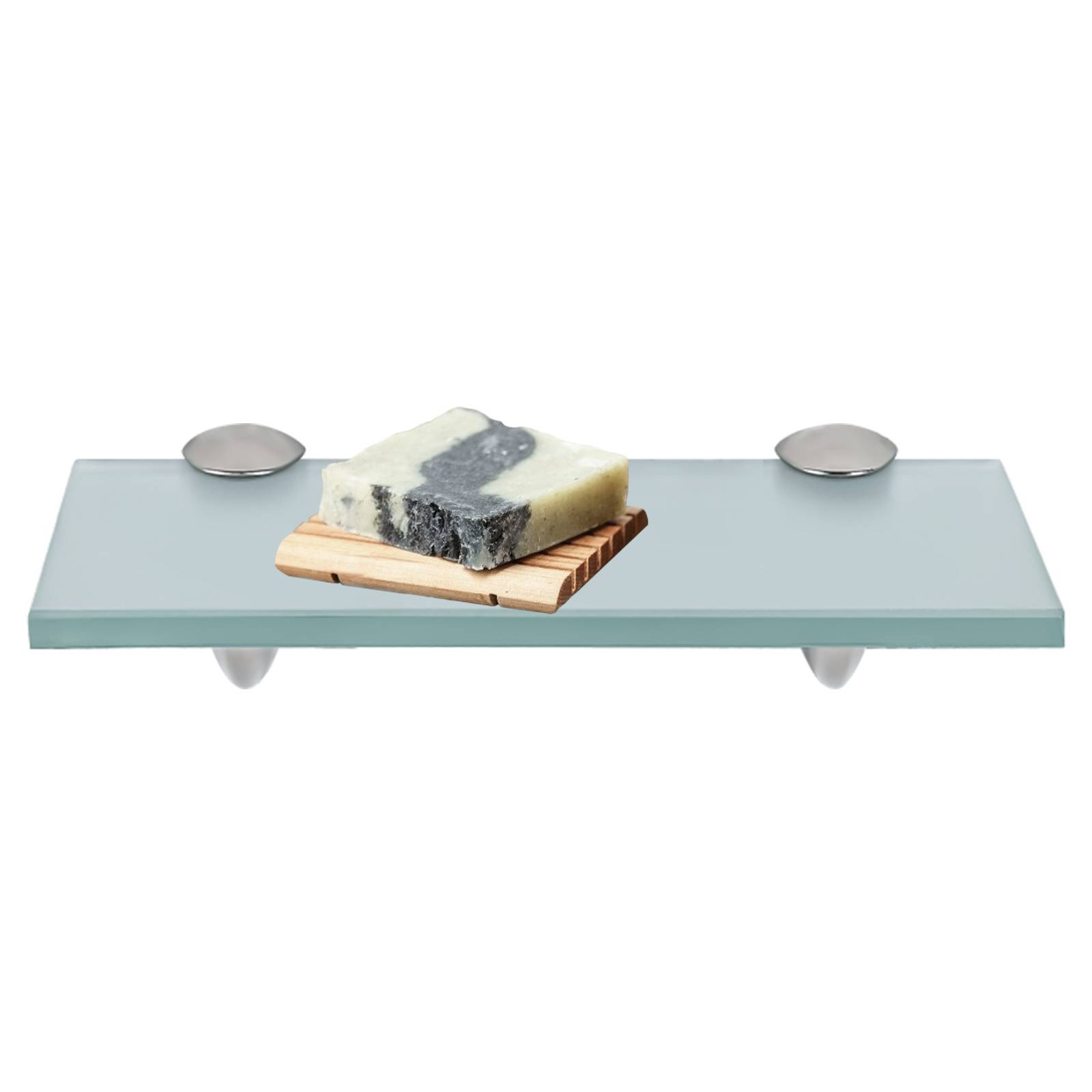 Glasregal Wandregal 30 x 10 x 0,8 cm, Milchglas Glasboden mit Halterungen, Badregal Ablage Hängeregal für Bad, Küche & Wohnzimmer