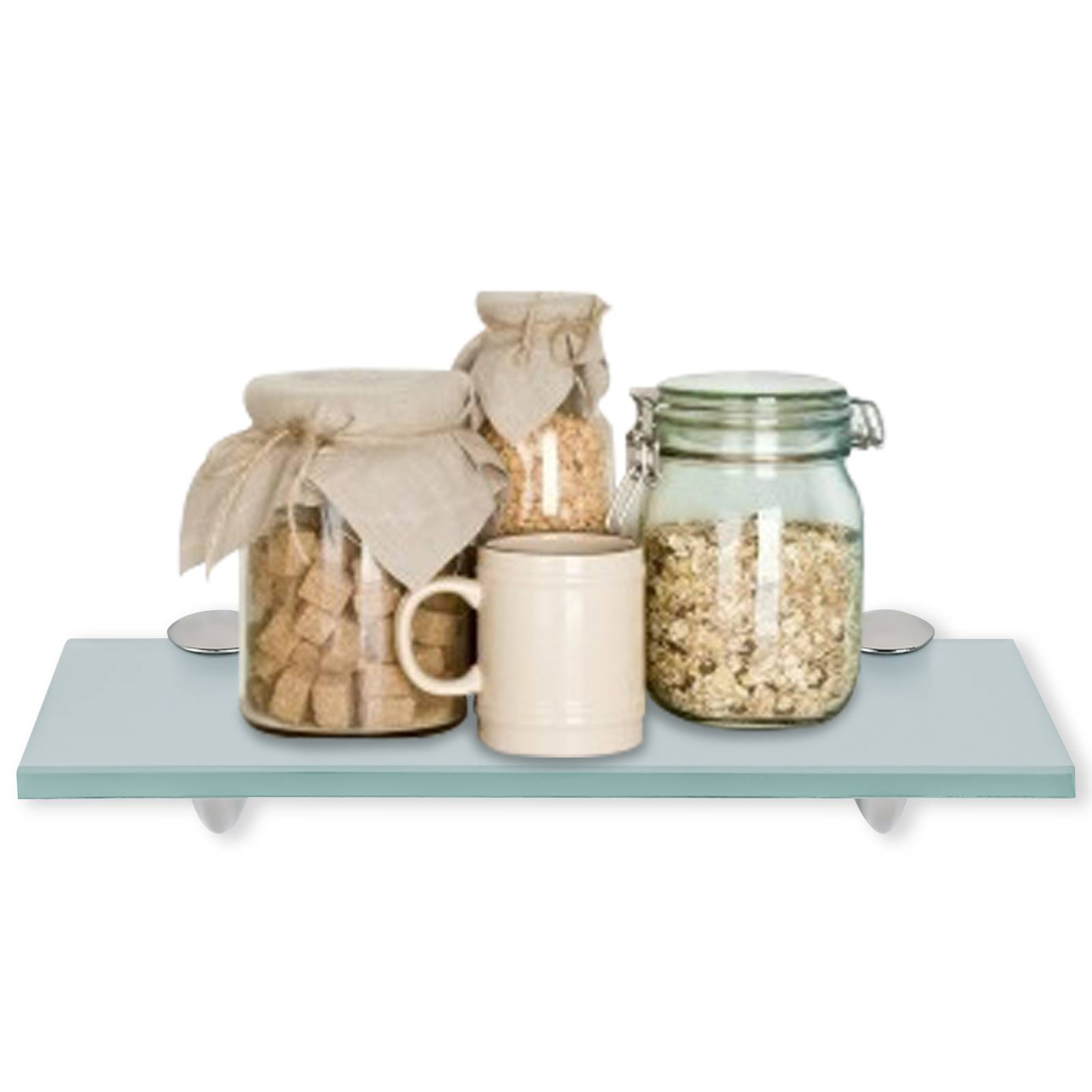 Glasregal Wandregal 40 x 10 x 0,8 cm, Milchglas Glasboden mit Halterungen, Badregal Ablage Hängeregal für Bad, Küche & Wohnzimmer