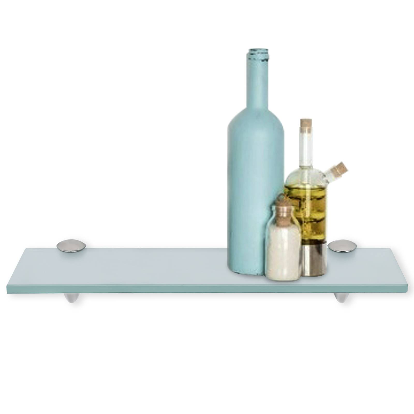 Glasregal 50 x 10 cm mit Halterungen, Milchglas Wandregal als Badregal, Glasboden Ablage für Bad, Küche und Wohnzimmer