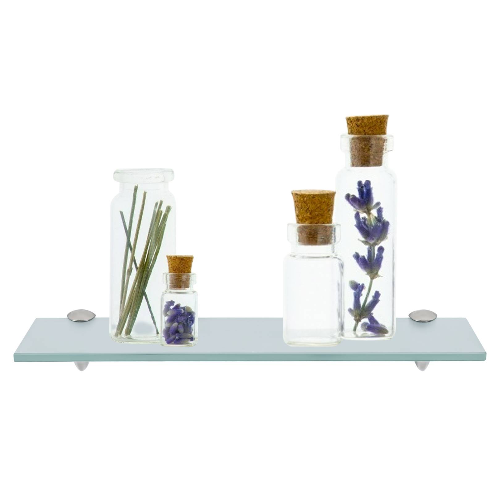 Glasregal Wandregal 60 x 10 x 0,8 cm, Milchglas Glasboden mit Halterungen, Badregal Ablage Hängeregal für Bad, Küche & Wohnzimmer