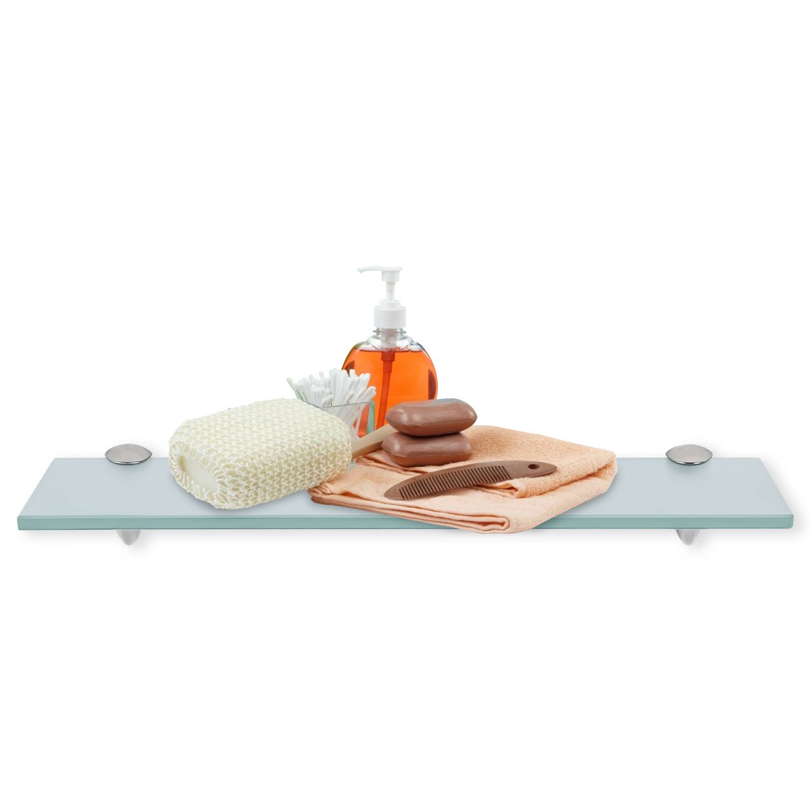 Glasboden Wandregal 60 x 10 x 0,8 cm, Glasregal Milchglas mit Halterung, Badregal Ablage Hängeregal für Badezimmer
