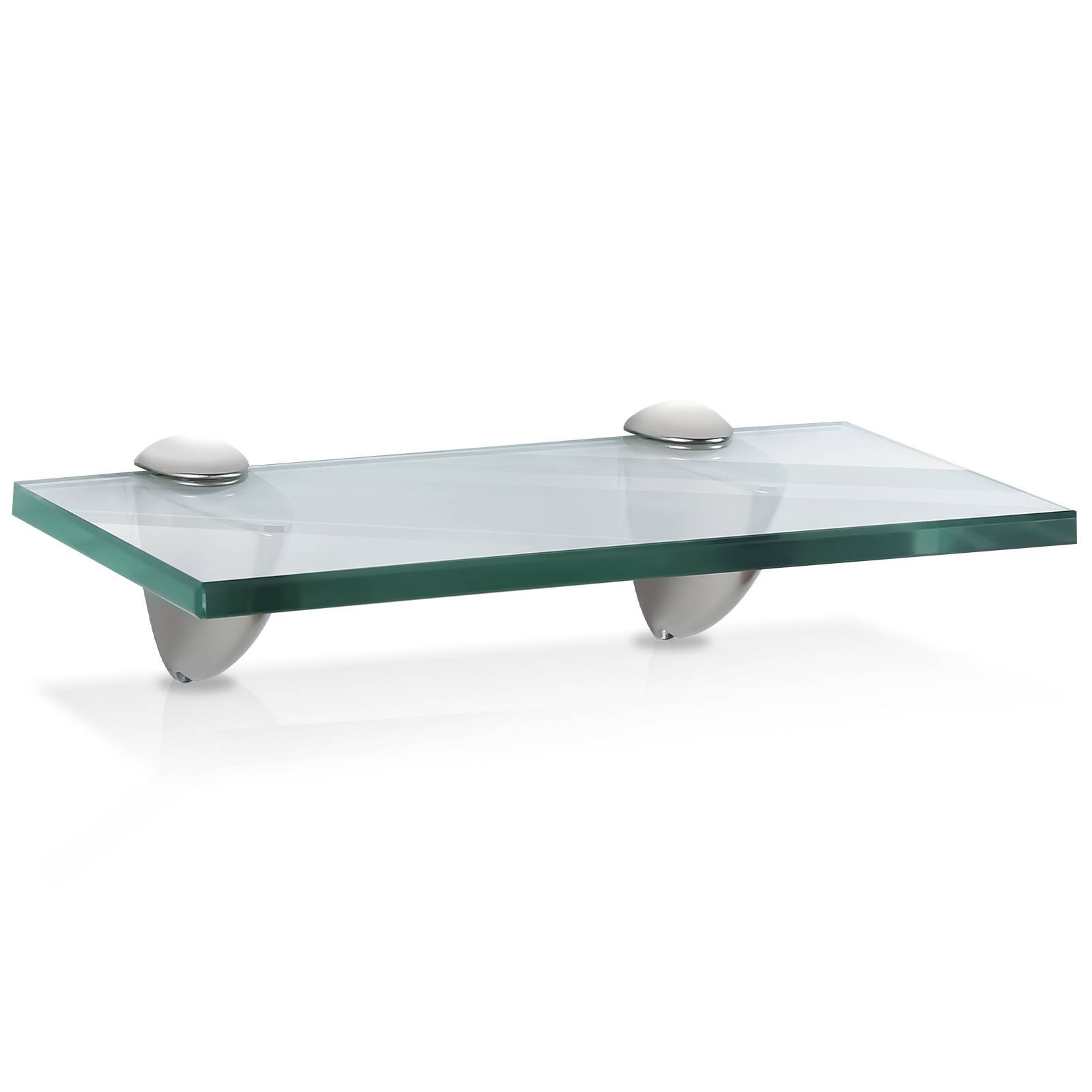 Glasregal Wandregal 20 x 10 x 0,8 cm, Klarglas Glasboden mit Halterungen, Badregal Ablage Hängeregal für Bad, Küche & Wohnzimmer