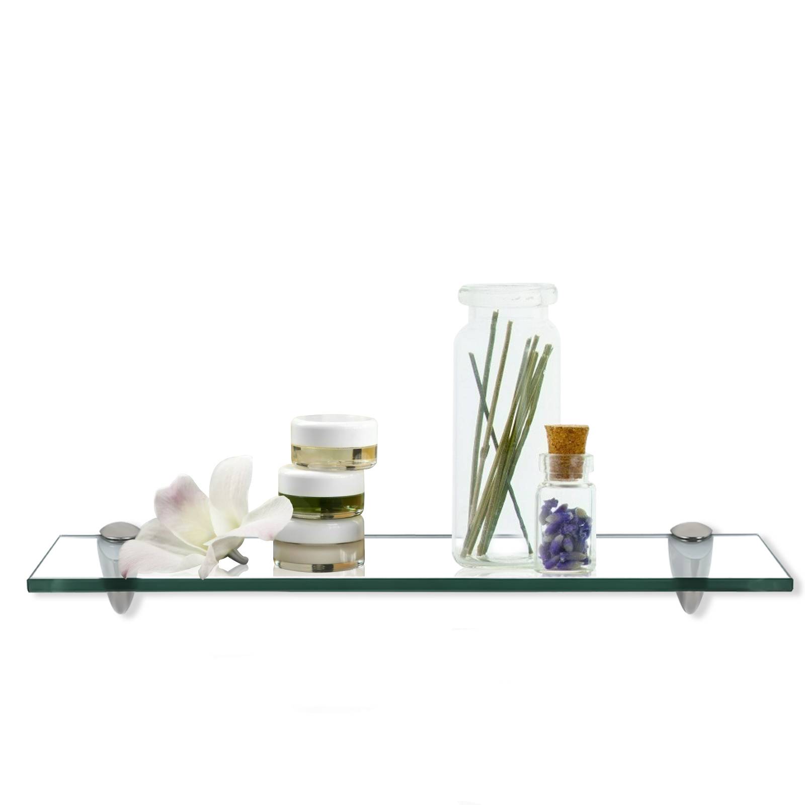 Glasboden Wandregal 50 x 10 x 0,8 cm, Glasregal Klarglas mit Halterung, Badregal Ablage Hängeregal für Badezimmer