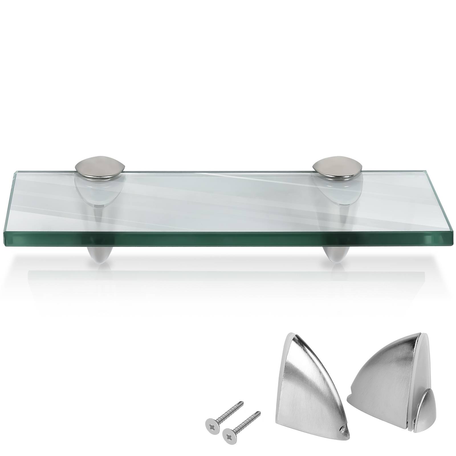 Glasboden Wandregal 20 x 10 x 0,8 cm, Glasregal Klarglas mit Halterung, Badregal Ablage Hängeregal für Badezimmer