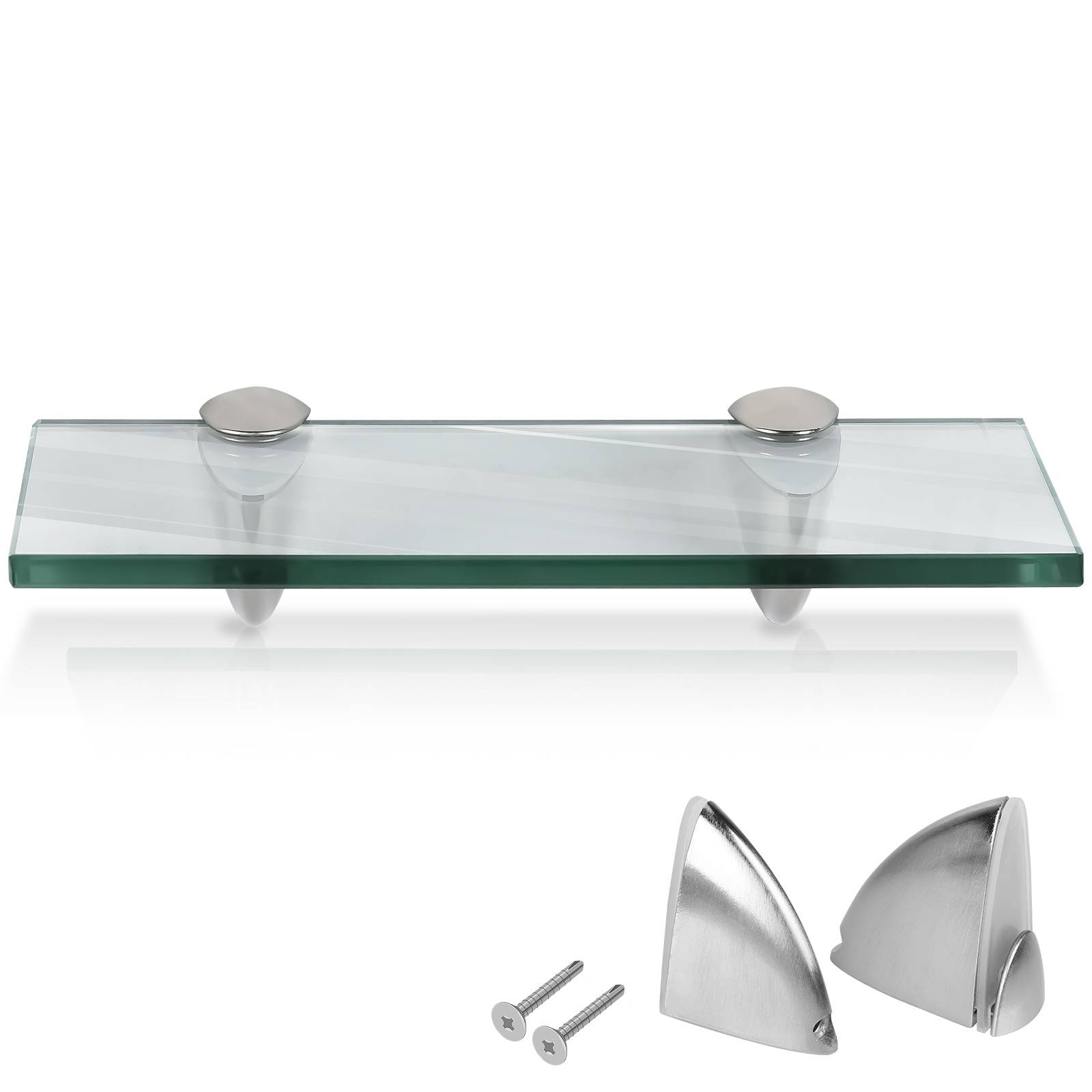 Glasboden Wandregal 30 x 10 x 0,8 cm, Glasregal Klarglas mit Halterung, Badregal Ablage Hängeregal für Badezimmer