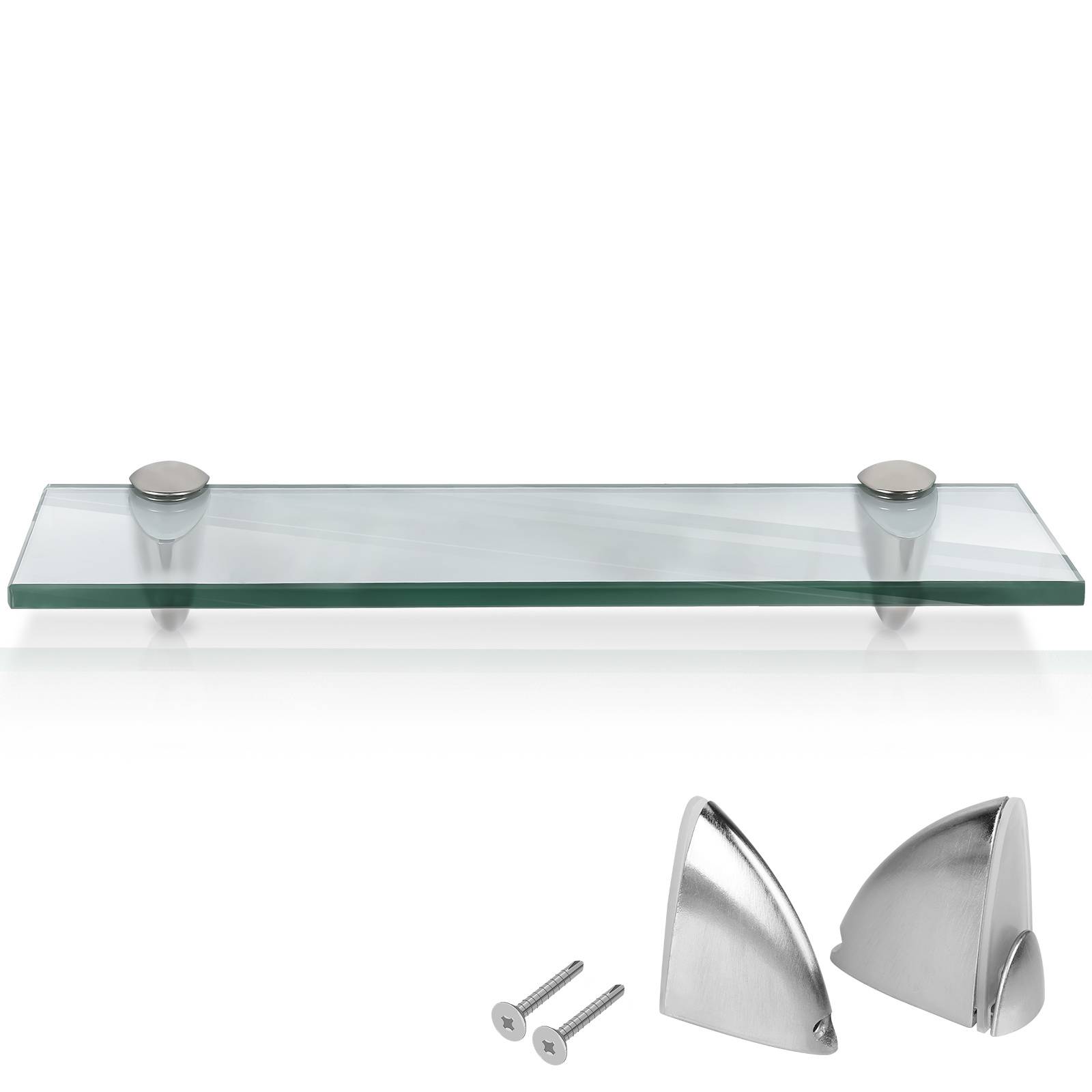Glasboden Wandregal 40 x 10 x 0,8 cm, Glasregal Klarglas mit Halterung, Badregal Ablage Hängeregal für Badezimmer
