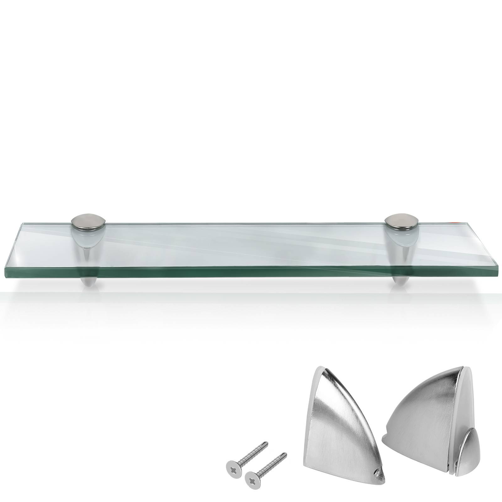 Glasboden Wandregal 50 x 10 x 0,8 cm, Glasregal Klarglas mit Halterung, Badregal Ablage Hängeregal für Badezimmer