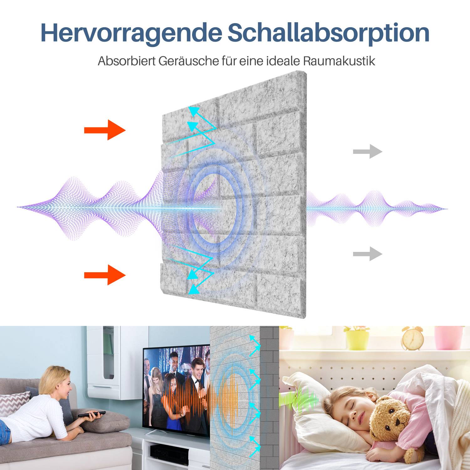 18 Stück Akustikplatten Quadratisch Kacheln selbstklebend Schallschutzplatten Hohe Dichte Wandpaneel Hellgrau